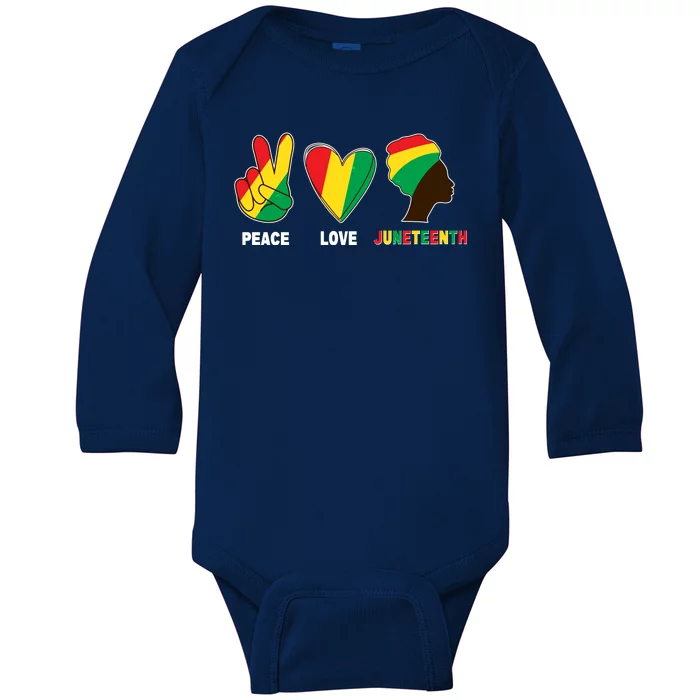 Peace Love Juneteenth Baby Long Sleeve Bodysuit