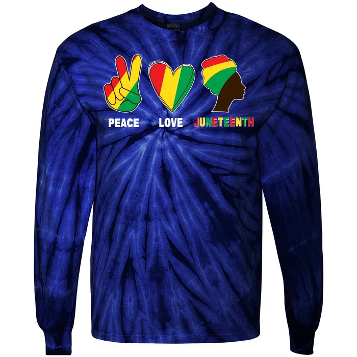 Peace Love Juneteenth Tie-Dye Long Sleeve Shirt