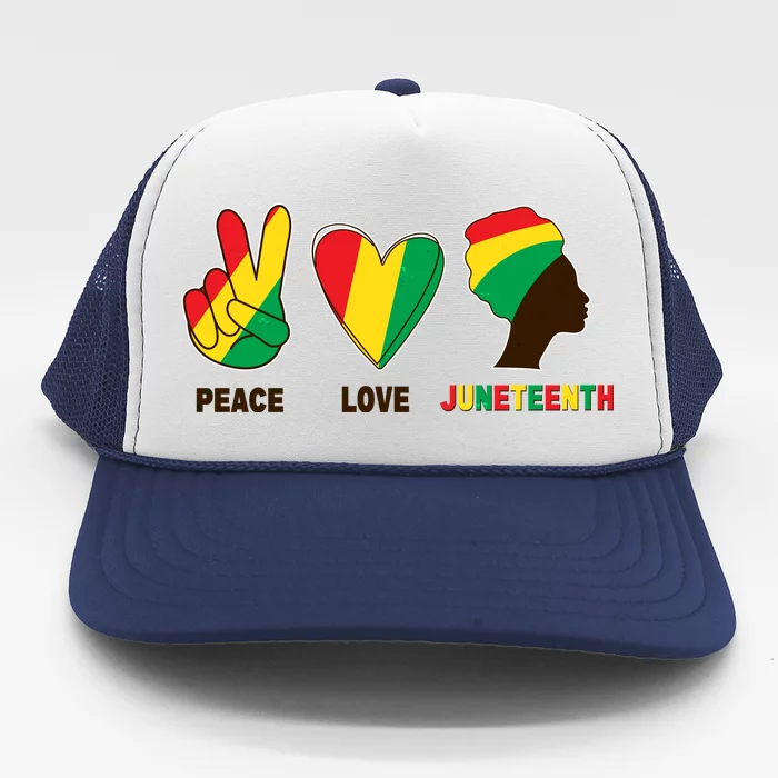 Peace Love Juneteenth Trucker Hat