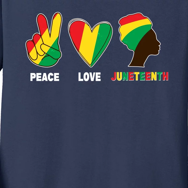 Peace Love Juneteenth Kids Long Sleeve Shirt