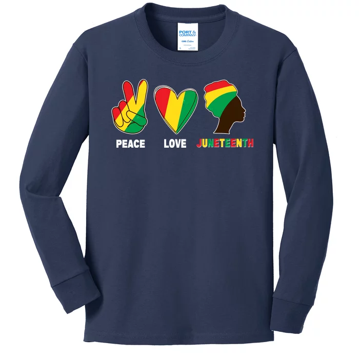 Peace Love Juneteenth Kids Long Sleeve Shirt