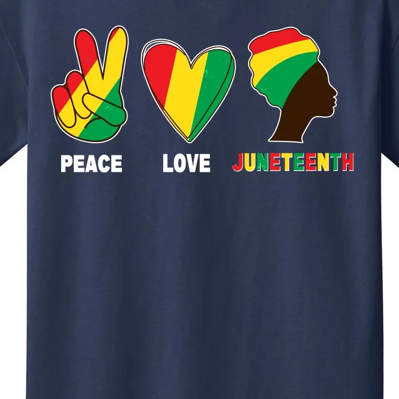 Peace Love Juneteenth Kids T-Shirt