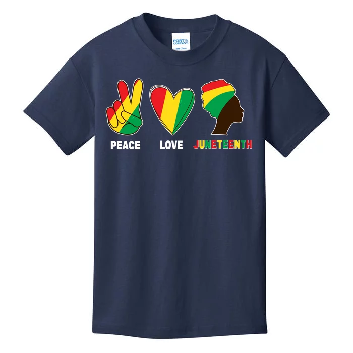 Peace Love Juneteenth Kids T-Shirt