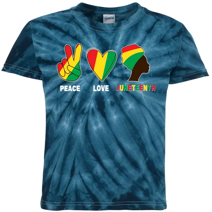 Peace Love Juneteenth Kids Tie-Dye T-Shirt