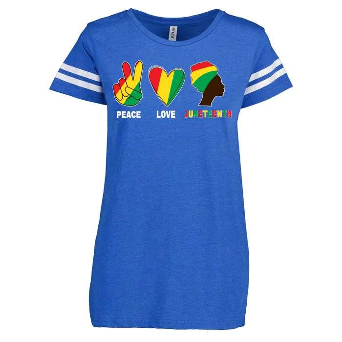 Peace Love Juneteenth Enza Ladies Jersey Football T-Shirt