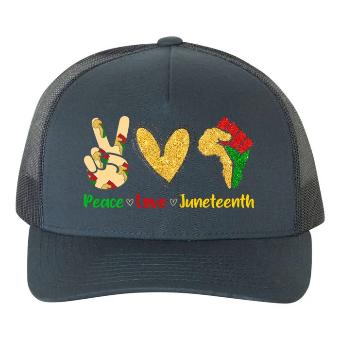 Peace Love Juneteenth Funny Black History Month Clothing Great Gift Yupoong Adult 5-Panel Trucker Hat