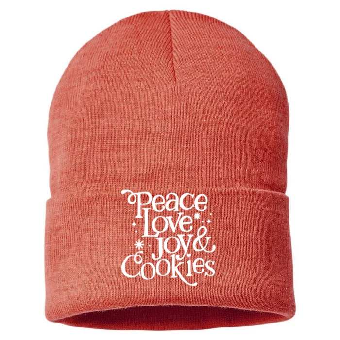 Peace Love Joy And Cookies Christmas Sustainable Knit Beanie