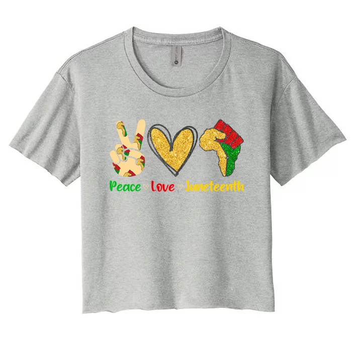 Peace Love Juneteenth Funny Black History Month Clothing Cool Gift Women's Crop Top Tee