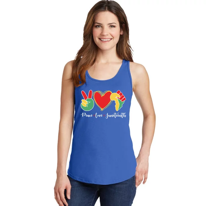 Peace Love Juneteenth Independence Day Black History Melanin Gift Ladies Essential Tank