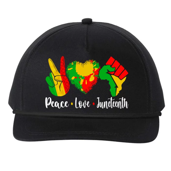 Peace Love Juneteenth Funny Black History Month Graphic Funny Gift Snapback Five-Panel Rope Hat