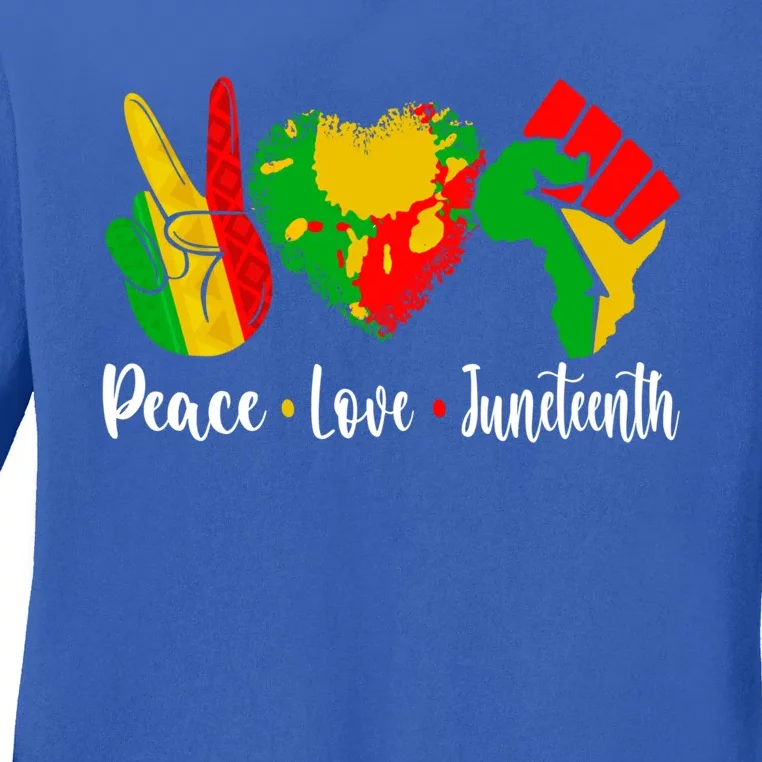 Peace Love Juneteenth Funny Black History Month Graphic Funny Gift Ladies Long Sleeve Shirt