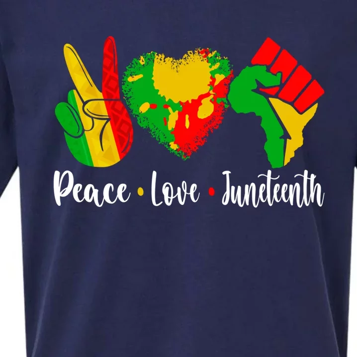 Peace Love Juneteenth Funny Black History Month Graphic Funny Gift Sueded Cloud Jersey T-Shirt