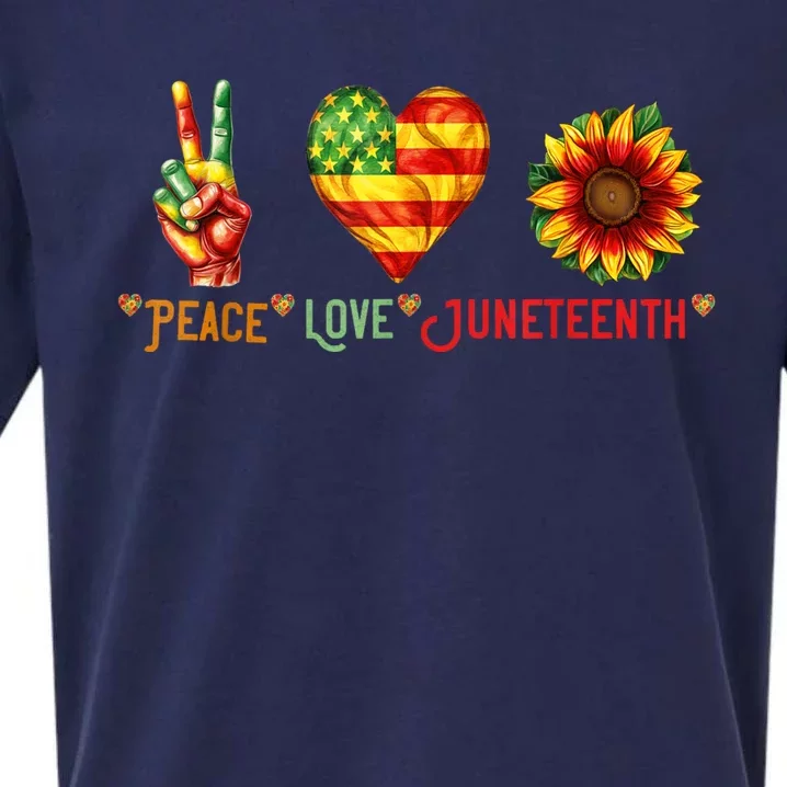 Peace Love & Junenth June 19th Freedom Day Sueded Cloud Jersey T-Shirt