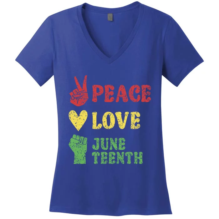 Peace Love Junenth Africa Black 1865 Junenth Gift Women's V-Neck T-Shirt