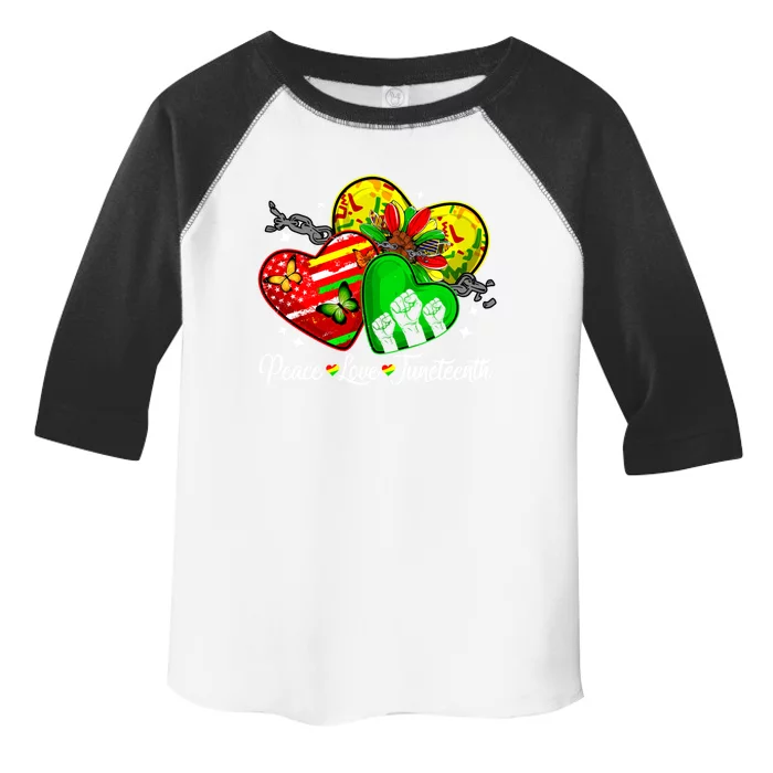 Peace Love Juneteenth Hearts Black Pride Black History Month Great Gift Toddler Fine Jersey T-Shirt