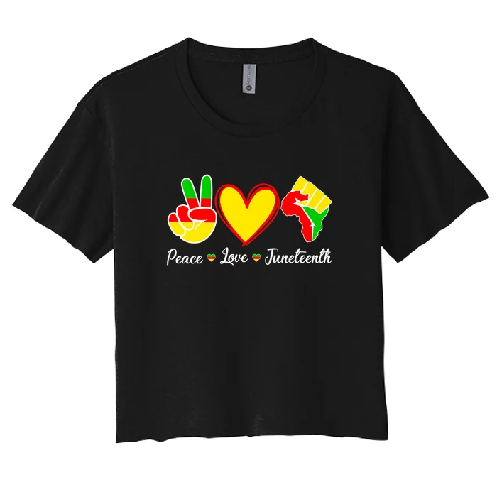 Peace Love Juneteenth Black Pride Freedom Independence Gift African Pride Women's Crop Top Tee