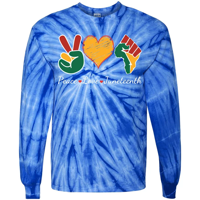 Peace Love Juneteenth Independence Black History Blm African Gift Tie-Dye Long Sleeve Shirt