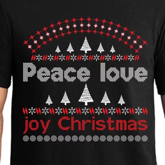 Peace Love Joy Christmas Santa Hat Xmas Pj Costume Cool Gift Pajama Set