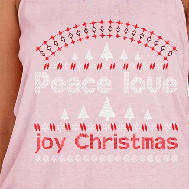 Peace Love Joy Christmas Santa Hat Xmas Pj Costume Cool Gift Women's Knotted Racerback Tank