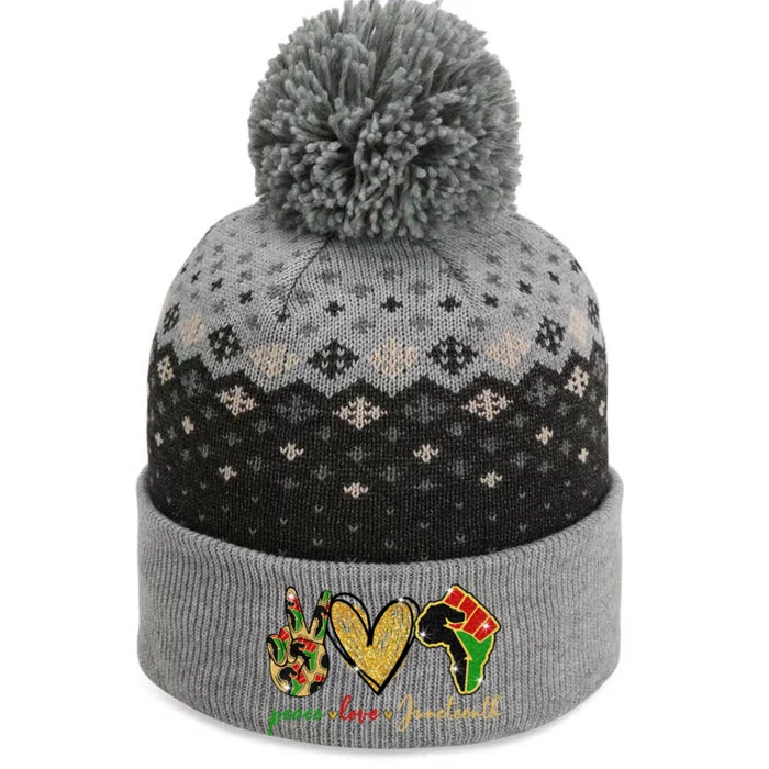 Peace Love Juneteenth Gift The Baniff Cuffed Pom Beanie