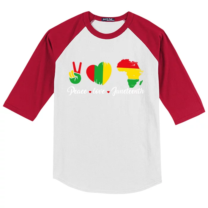 Peace Love Juneteenth Independence Day Blm Black History Meaningful Gift Kids Colorblock Raglan Jersey