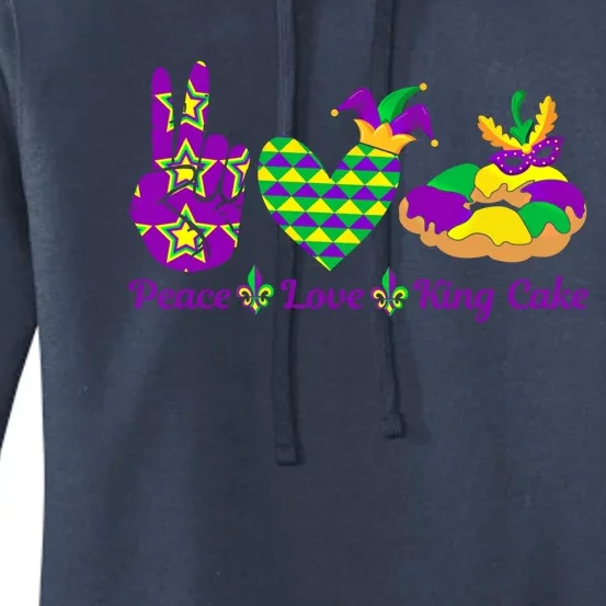 Peace Love King Cake Funny Mardi Gras Party Carnival Gift Women's Pullover Hoodie