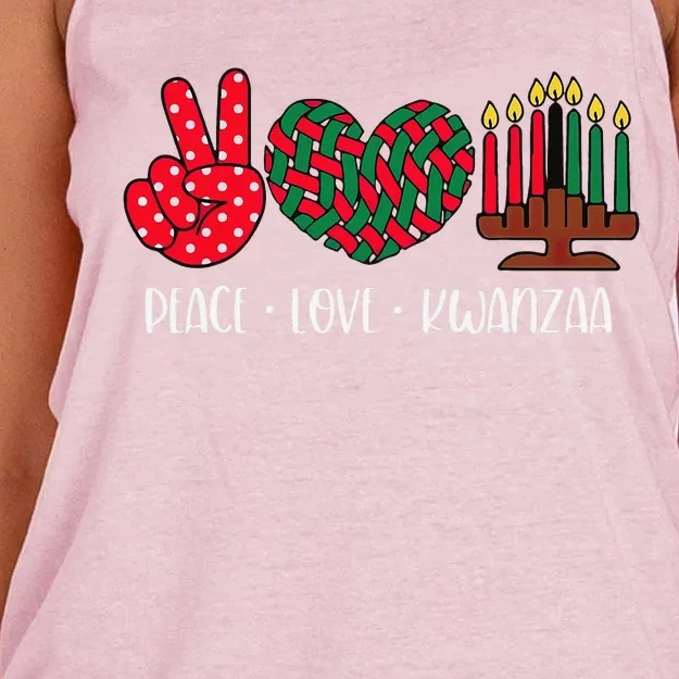 Peace Love Kwanzaa Christmas Family Kwanzaa Candles Women's Knotted Racerback Tank