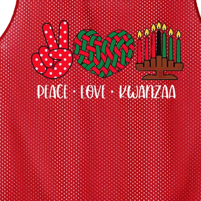 Peace Love Kwanzaa Christmas Family Kwanzaa Candles Mesh Reversible Basketball Jersey Tank