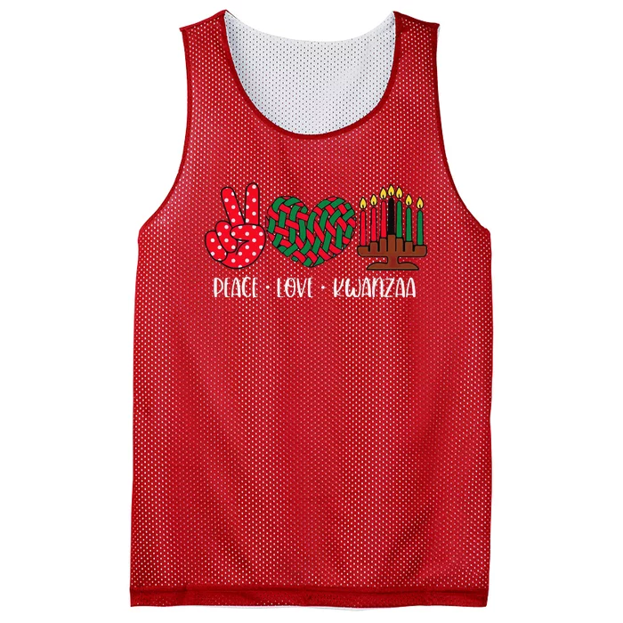 Peace Love Kwanzaa Christmas Family Kwanzaa Candles Mesh Reversible Basketball Jersey Tank