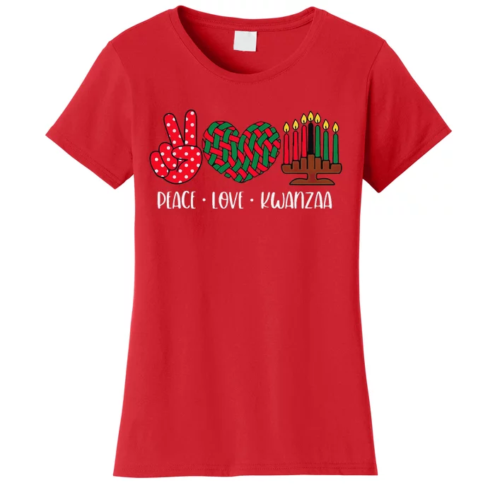 Peace Love Kwanzaa Christmas Family Kwanzaa Candles Women's T-Shirt