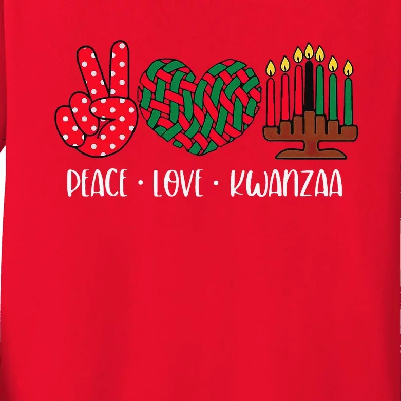 Peace Love Kwanzaa Christmas Family Kwanzaa Candles Kids Long Sleeve Shirt