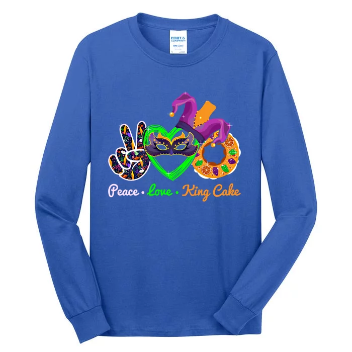 Peace Love King Cake Mardi Gras Carnival Costume Purple Gift Tall Long Sleeve T-Shirt