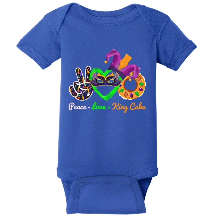 Peace Love King Cake Mardi Gras Carnival Costume Purple Gift Baby Bodysuit