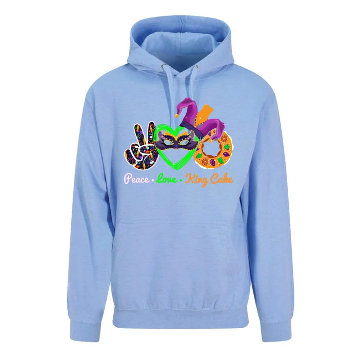 Peace Love King Cake Mardi Gras Carnival Costume Purple Gift Unisex Surf Hoodie