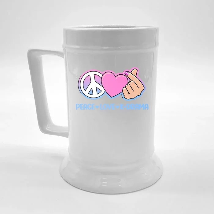 Peace Love Kdrama Korean Drama Lover Front & Back Beer Stein