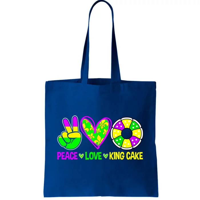 Peace Love King Cake Mardi Gras Festival Cool Gift Tote Bag