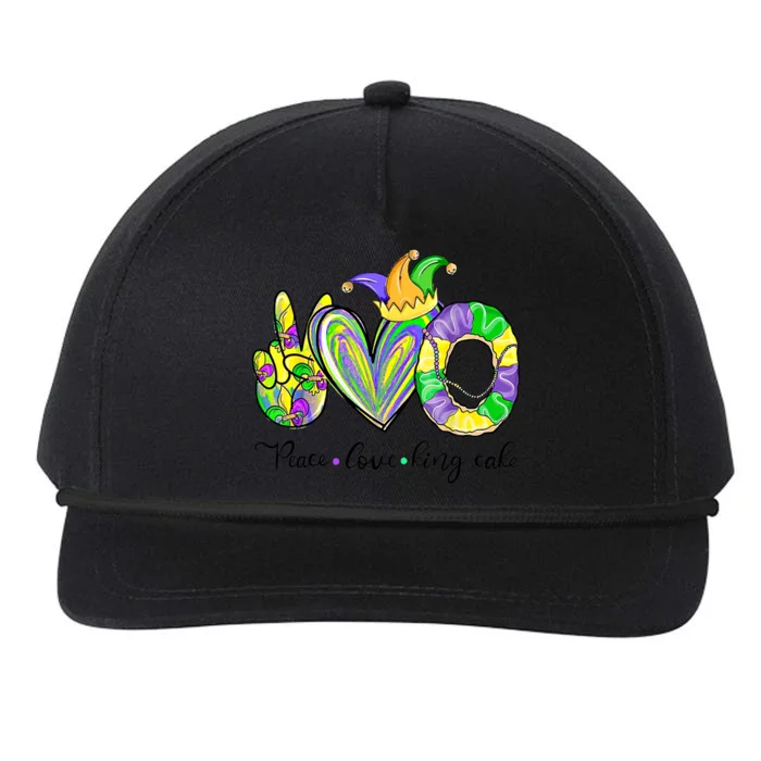 Peace Love King Cake Mardi Gras Funny Gift Snapback Five-Panel Rope Hat