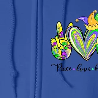 Peace Love King Cake Mardi Gras Funny Gift Full Zip Hoodie