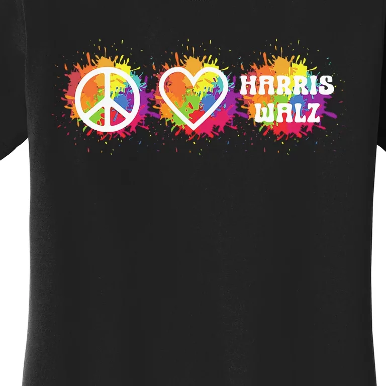 Peace Love Kamala Harris Walz Peace Sign Heart Harris Walz Women's T-Shirt