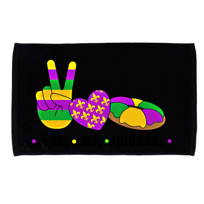 Peace Love King Cake Mardi Gras Heart Hand Victory Sign Great Gift Microfiber Hand Towel