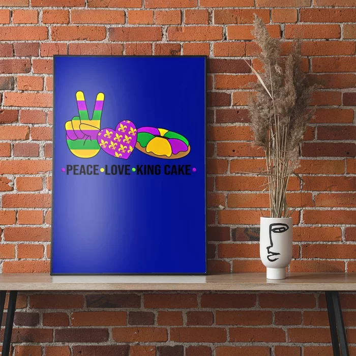 Peace Love King Cake Mardi Gras Heart Hand Victory Sign Great Gift Poster