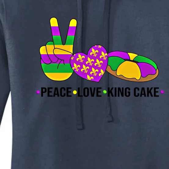 Peace Love King Cake Mardi Gras Heart Hand Victory Sign Great Gift Women's Pullover Hoodie