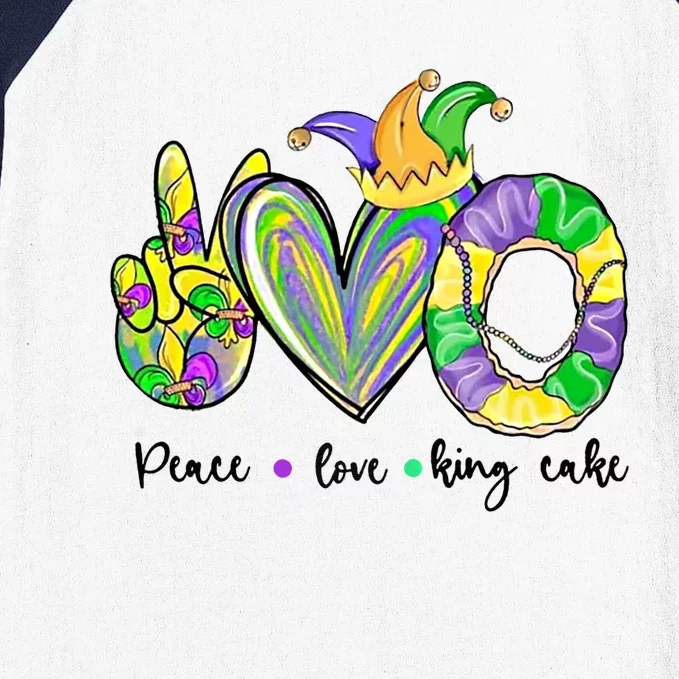 Peace Love King Cake Mardi Gras Gift Baseball Sleeve Shirt