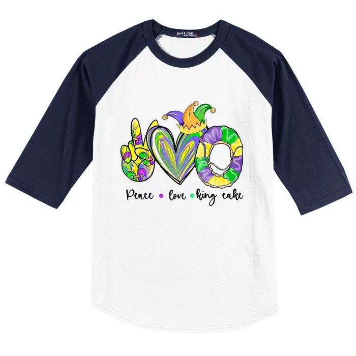 Peace Love King Cake Mardi Gras Gift Baseball Sleeve Shirt