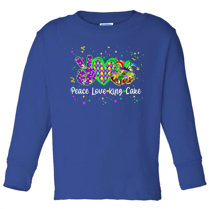 Peace Love King Cake Mardi Gras Funny Gift Toddler Long Sleeve Shirt