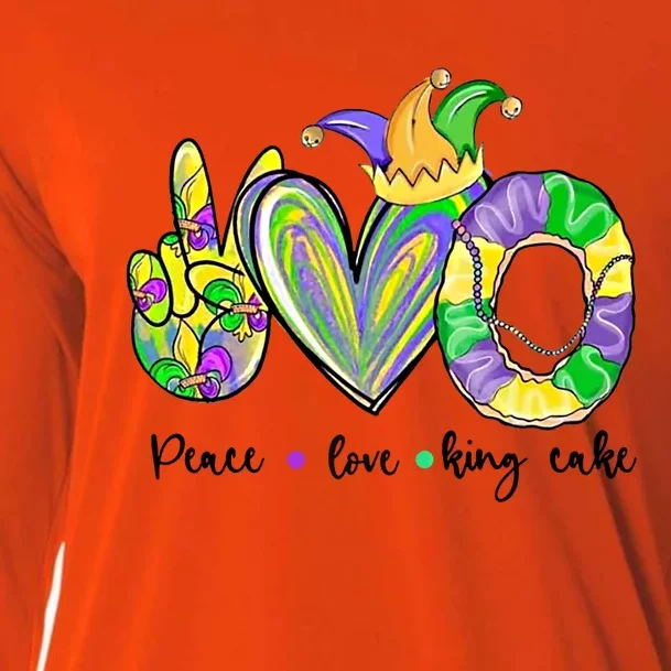 Peace Love King Cake Mardi Gras Gift Cooling Performance Long Sleeve Crew