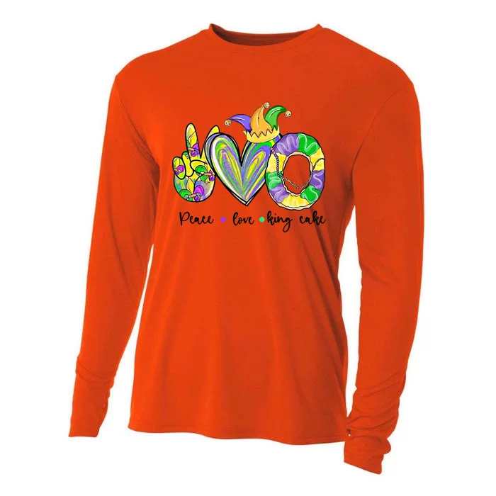 Peace Love King Cake Mardi Gras Gift Cooling Performance Long Sleeve Crew