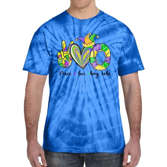 Peace Love King Cake Mardi Gras Gift Tie-Dye T-Shirt