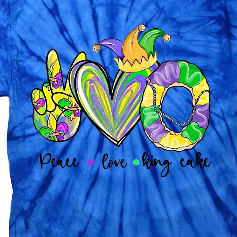 Peace Love King Cake Mardi Gras Gift Tie-Dye T-Shirt