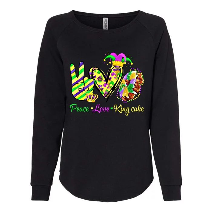 Peace Love King Cake Mardi Gras Gift Womens California Wash Sweatshirt